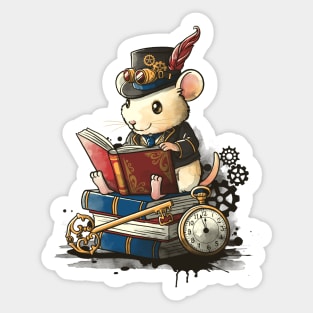 Steampunk mouse reader Sticker